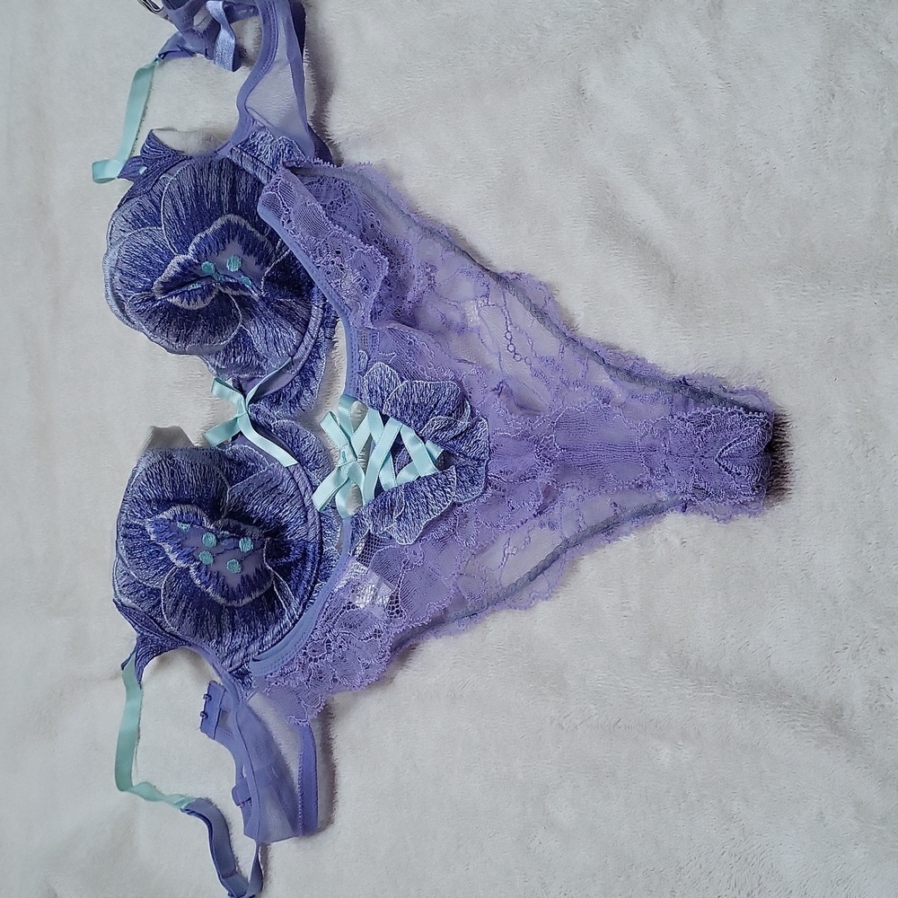 Ravage of France, Embroidered, Lace Couture Bra/Thong set
